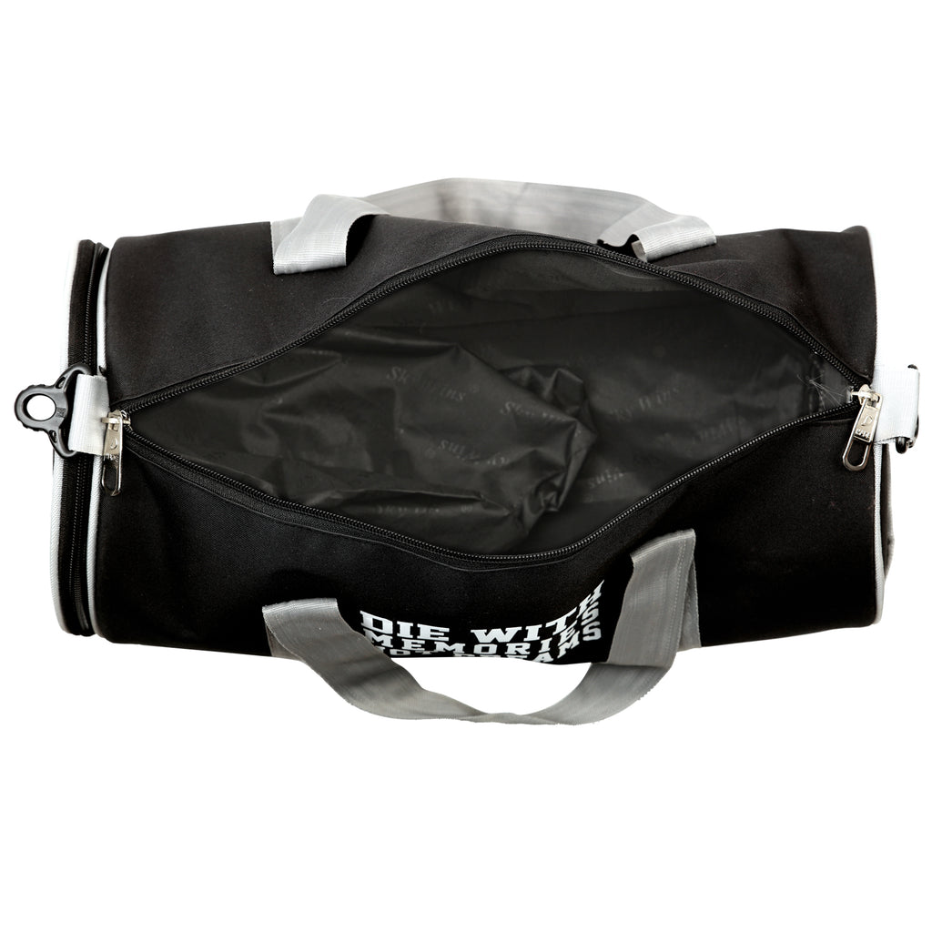 DMADE Black Sleek Gym Bag with Motivational Quotes & Separate Shoe Compartment
