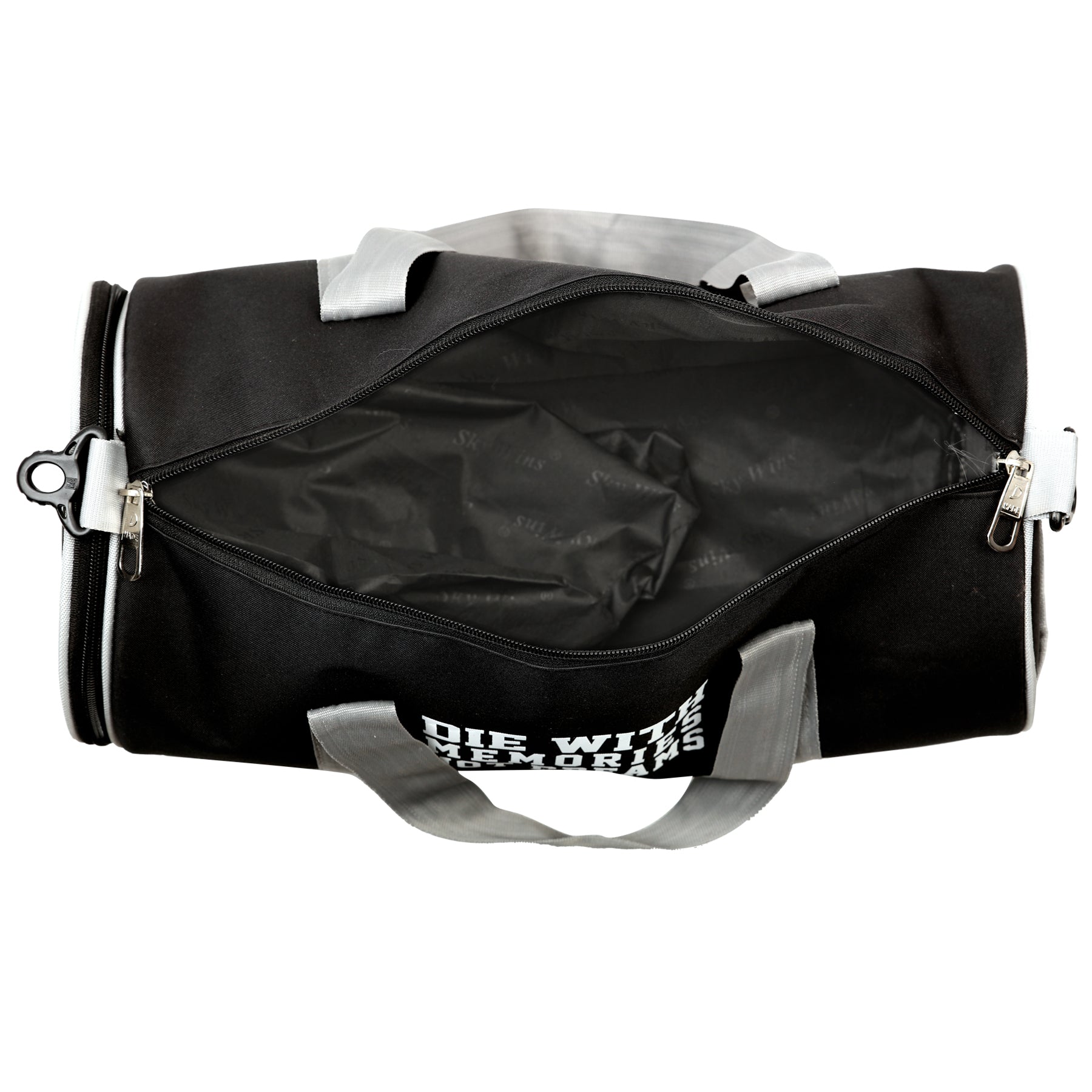 DMADE Black Sleek Gym Bag with Motivational Quotes & Separate Shoe Compartment