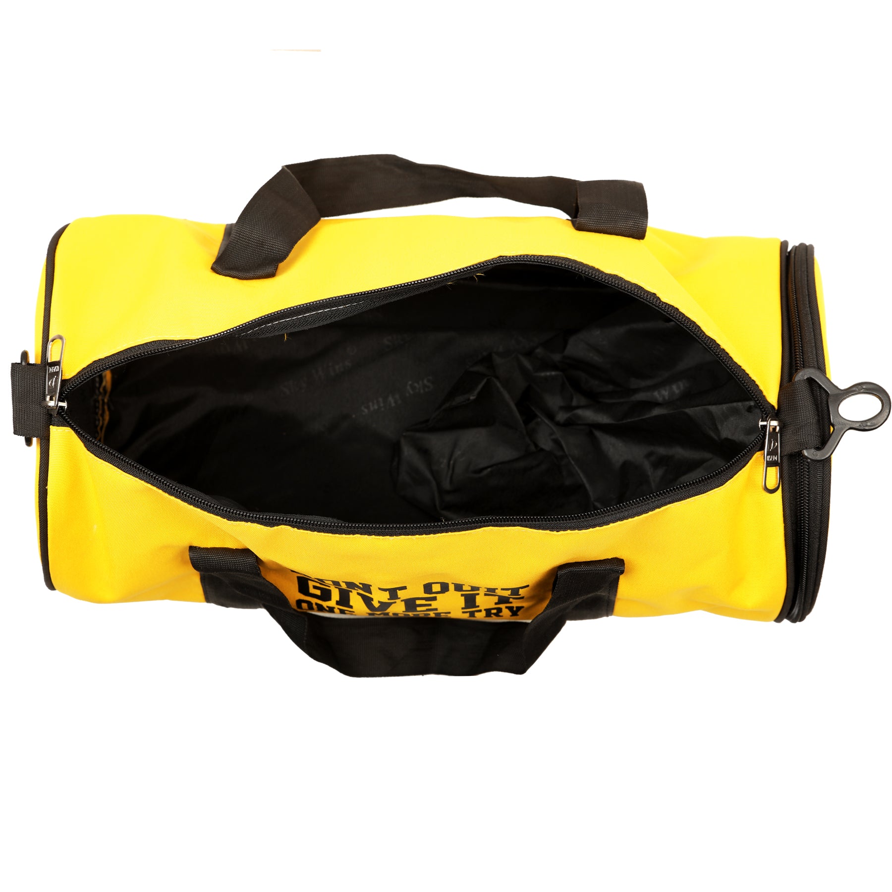 DMADE Yellow and Black Fitness Duffel Bag with Shoe Storage & Motivational Print for Men & Women