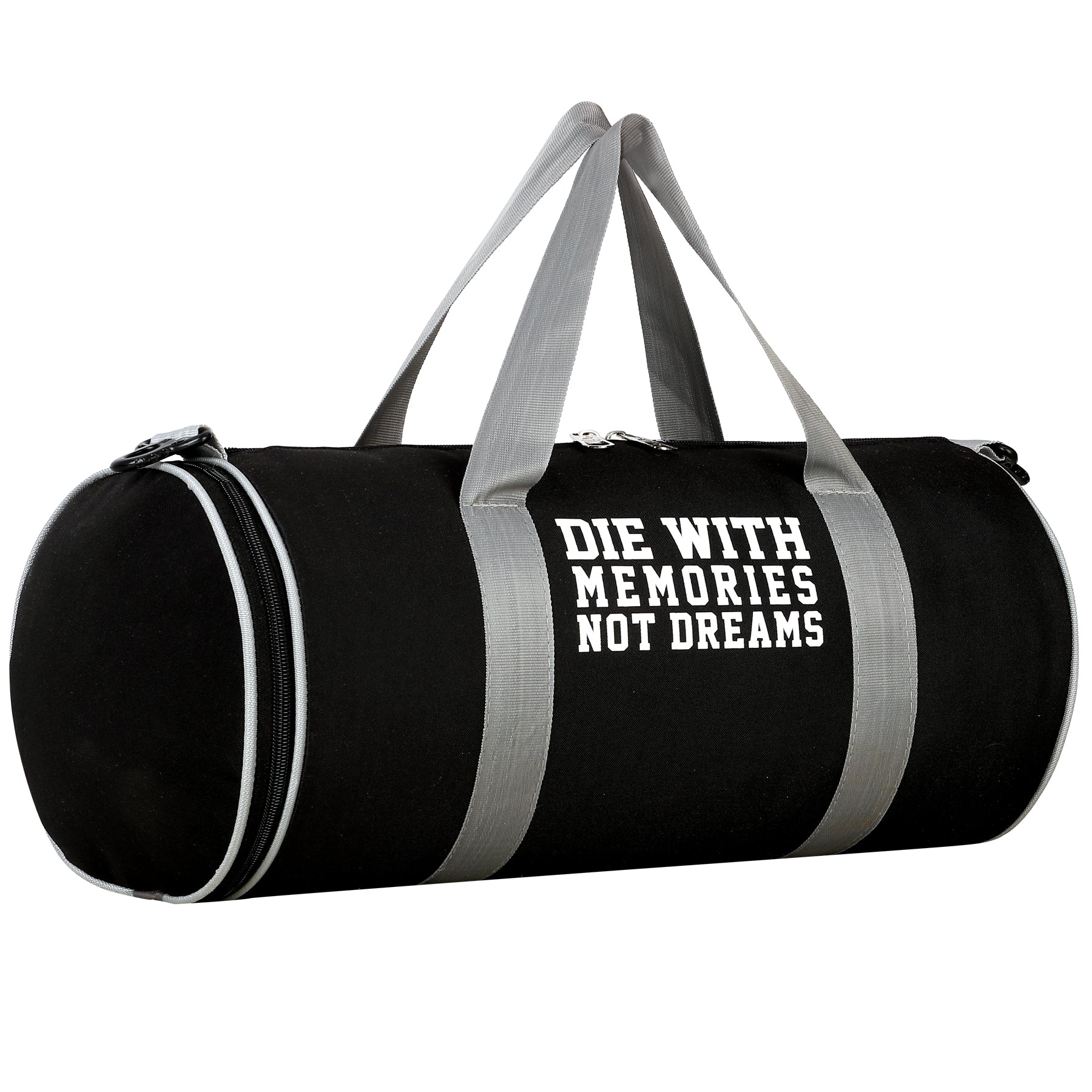 DMADE Black Sleek Gym Bag with Motivational Quotes & Separate Shoe Compartment