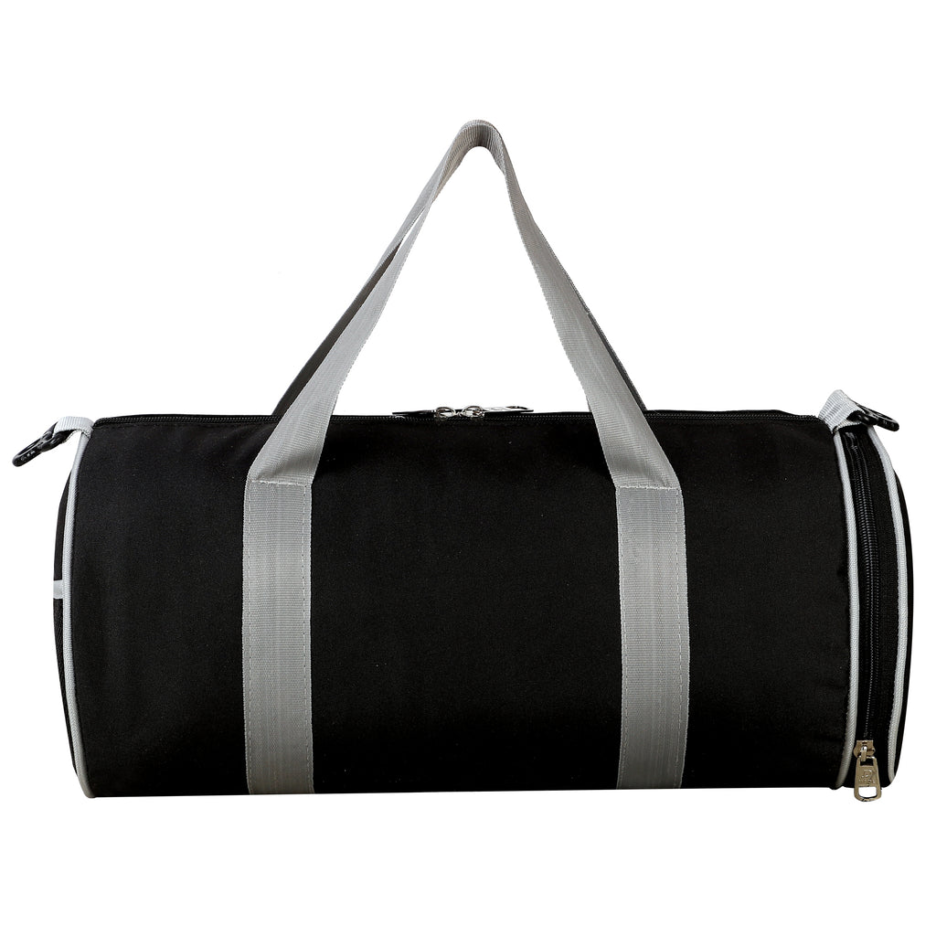 DMADE Black Sleek Gym Bag with Motivational Quotes & Separate Shoe Compartment