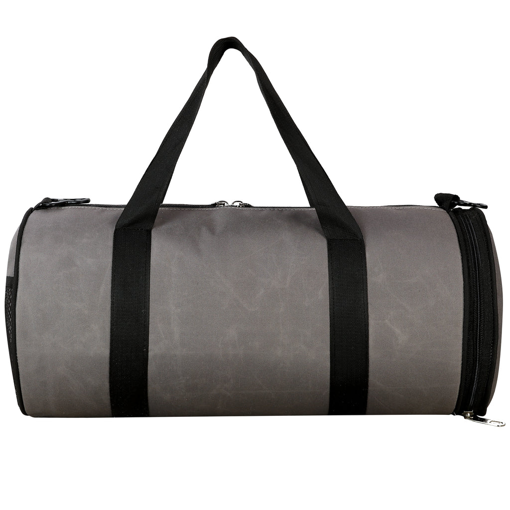 DMADE Grey and Black Fitness Duffel Bag with Shoe Storage & Motivational Print for Men & Women