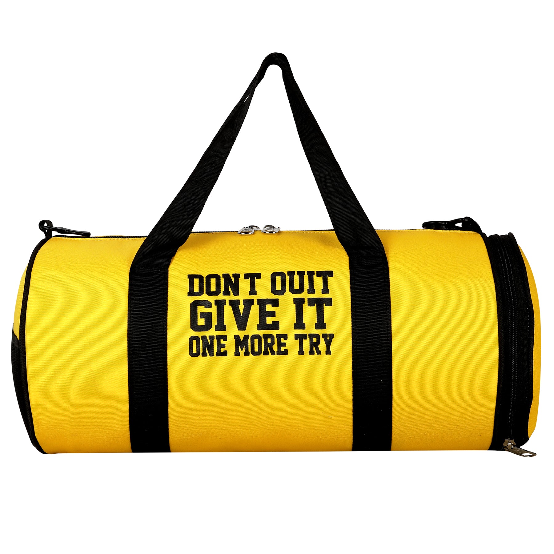 DMADE Yellow and Black Fitness Duffel Bag with Shoe Storage & Motivational Print for Men & Women