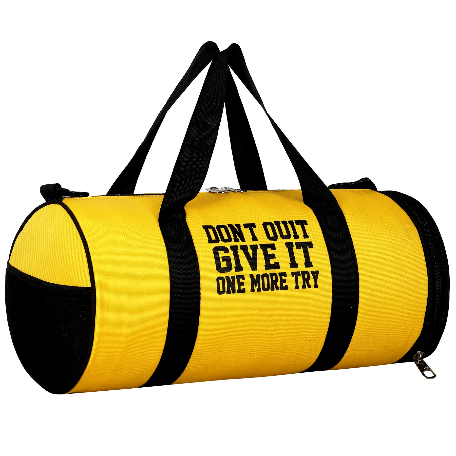 DMADE Yellow and Black Fitness Duffel Bag with Shoe Storage & Motivational Print for Men & Women