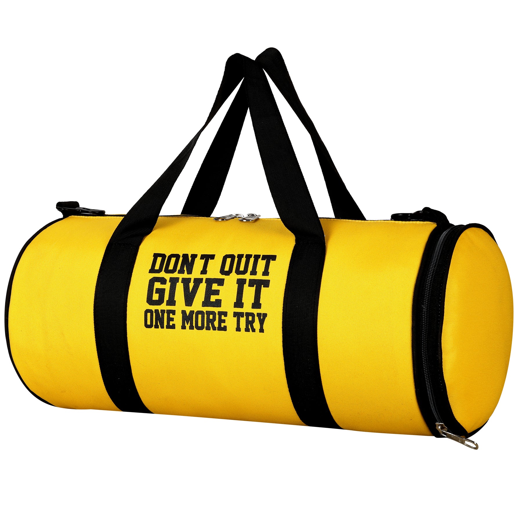 DMADE Yellow and Black Fitness Duffel Bag with Shoe Storage & Motivational Print for Men & Women