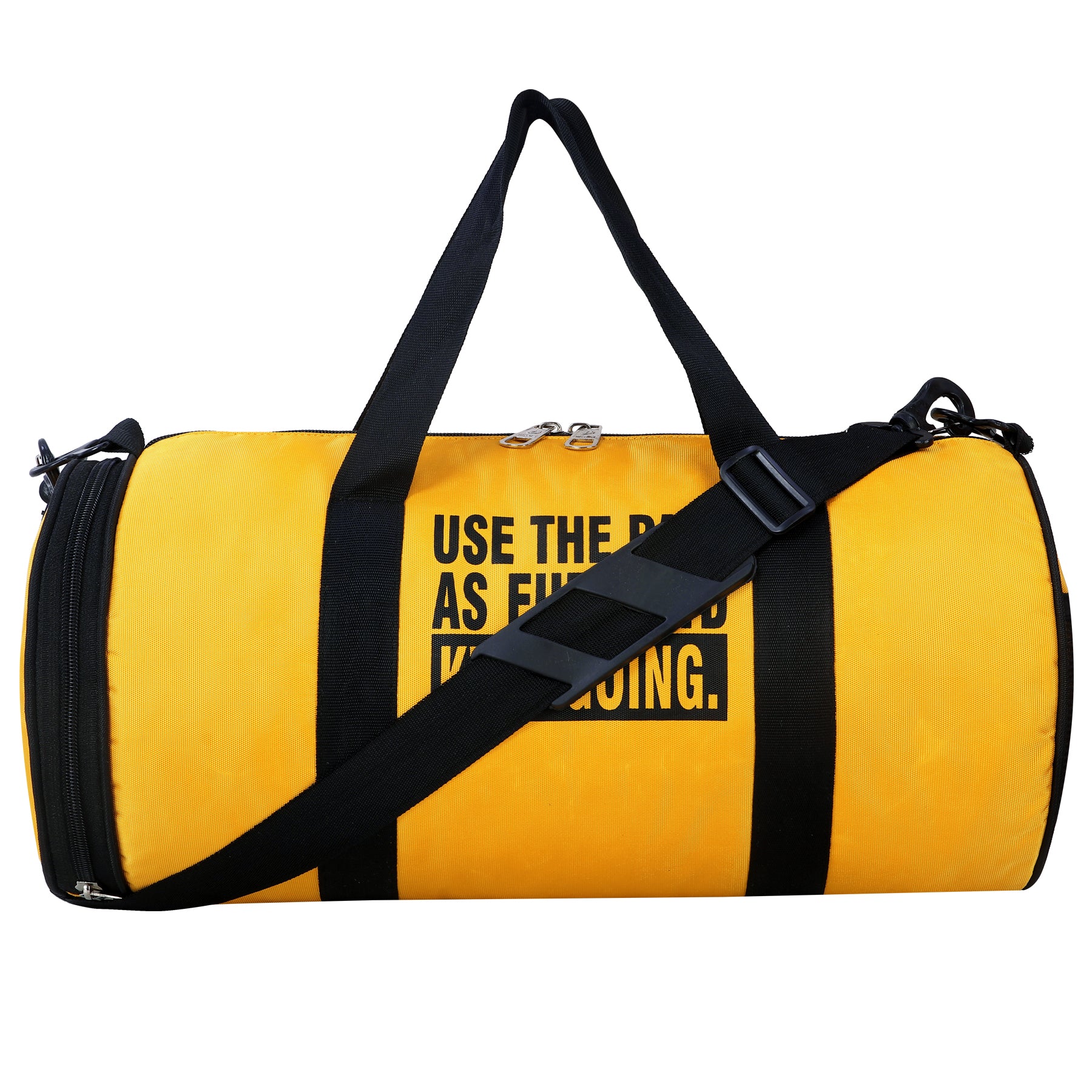 DMADE Yellow Gym Bag with Motivational Quotes & Separate Shoe Compartment