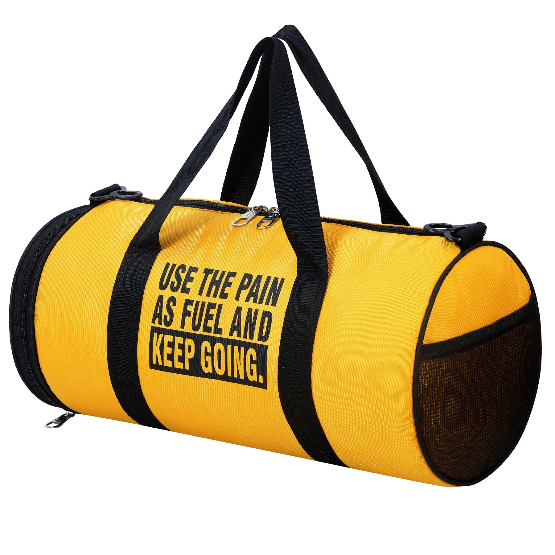DMADE Yellow Gym Bag with Motivational Quotes & Separate Shoe Compartment