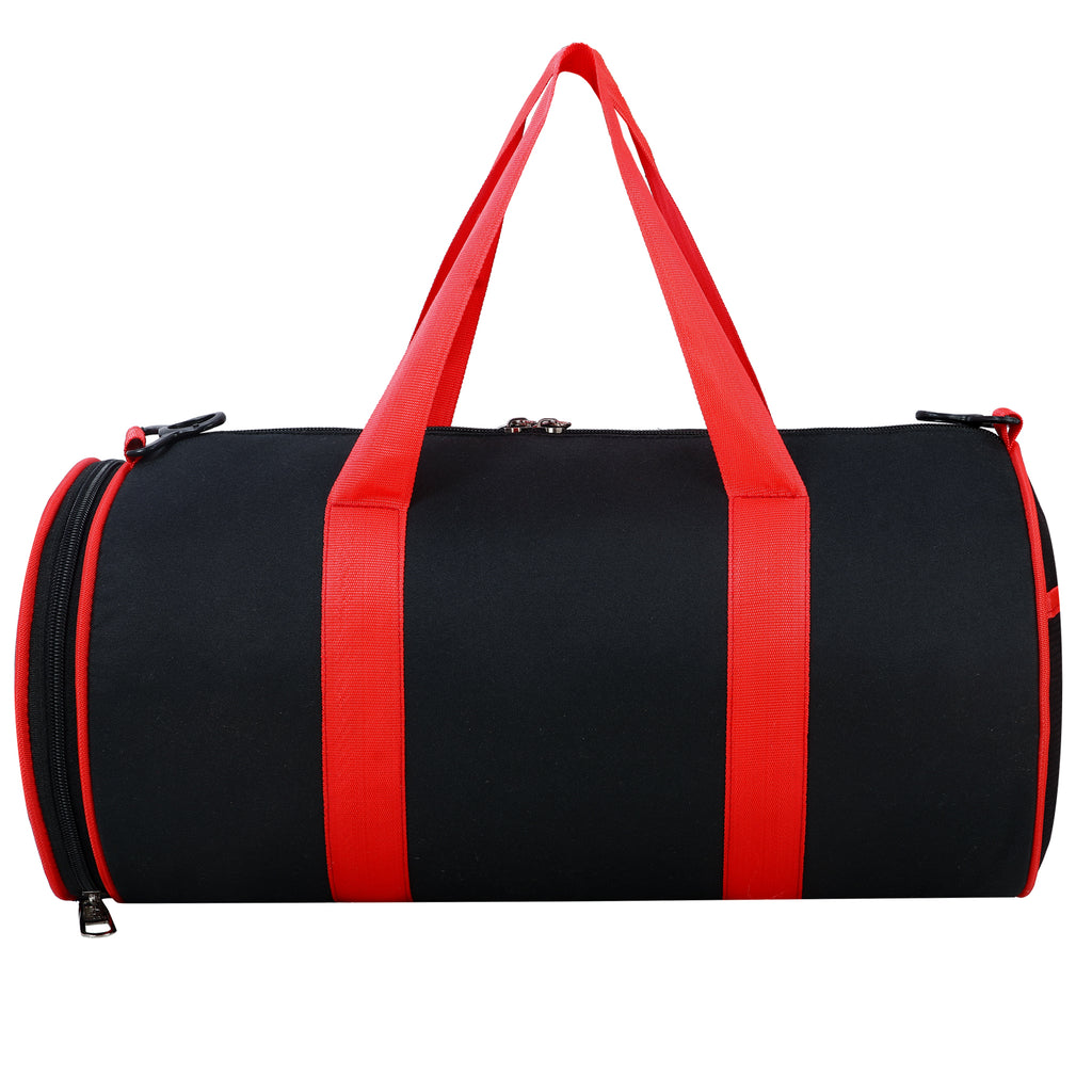 DMADE Black and Red Fitness Duffel Bag with Shoe Storage & Motivational Print for Men & Women