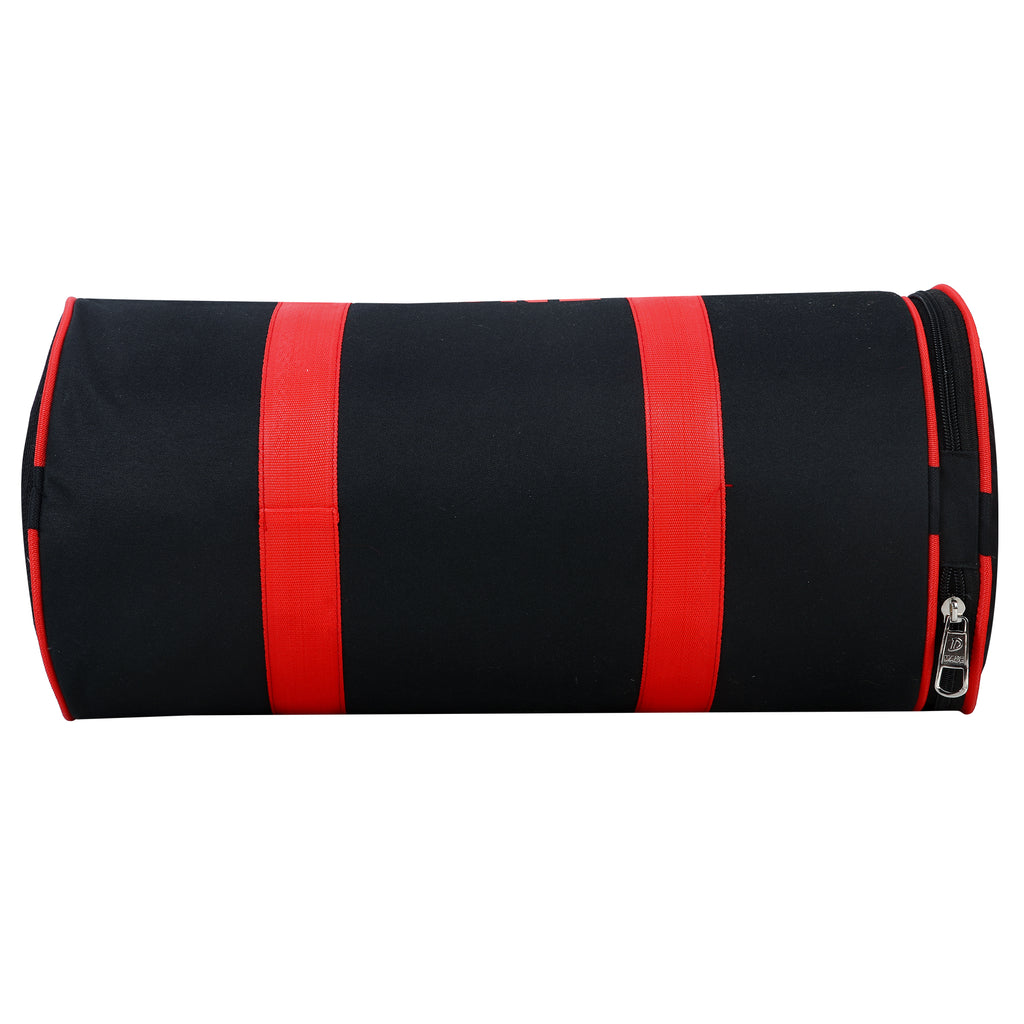 DMADE Black and Red Fitness Duffel Bag with Shoe Storage & Motivational Print for Men & Women