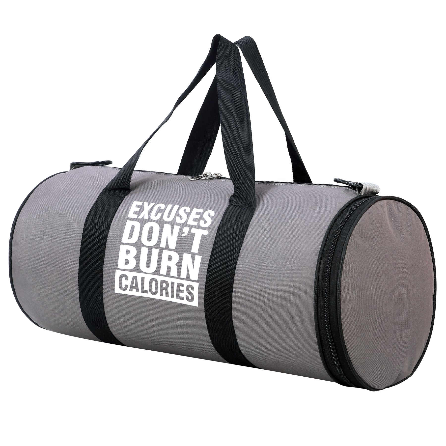 DMADE Grey Fitness Duffel Bag with Shoe Storage & Motivational Print for Men & Women