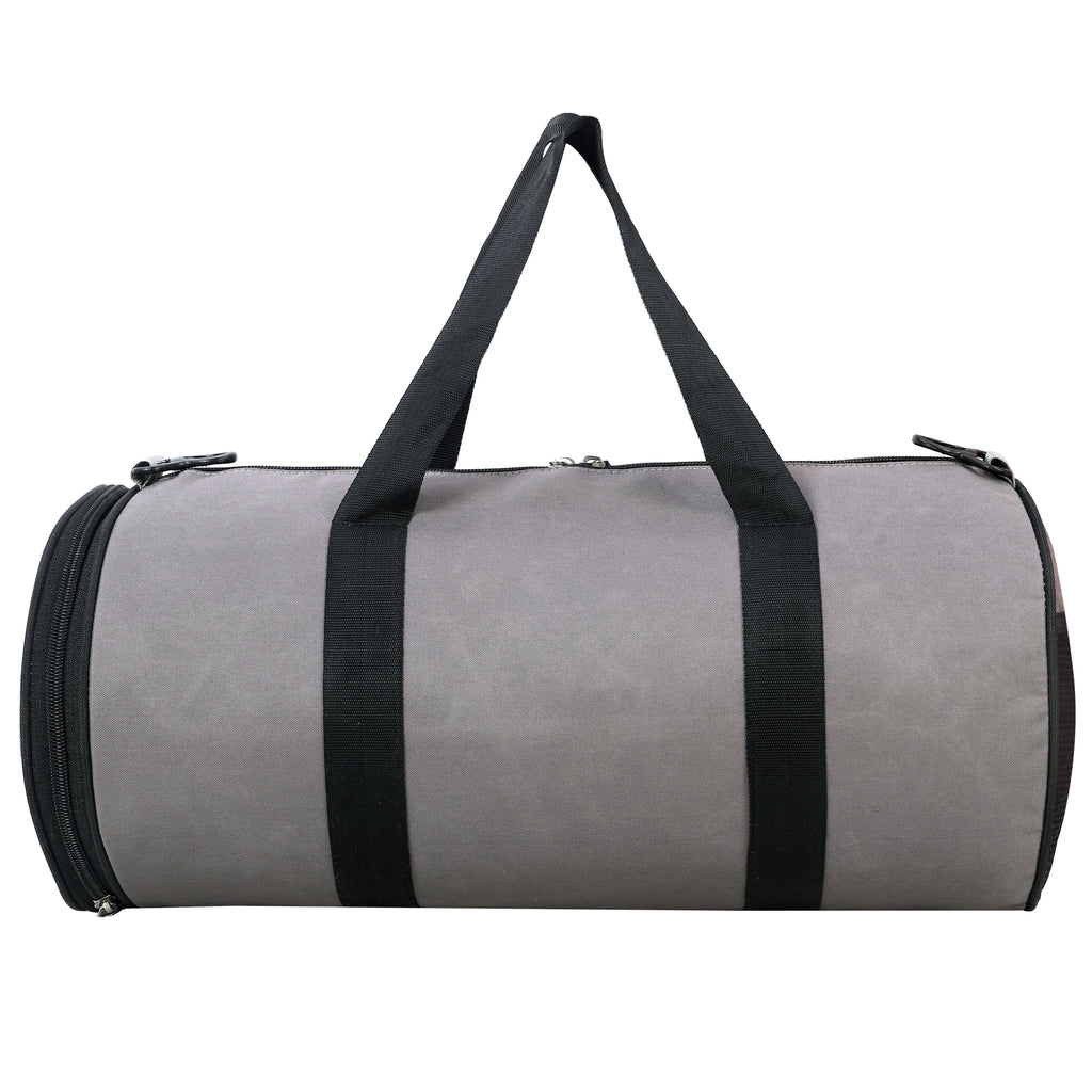DMADE Grey Fitness Duffel Bag with Shoe Storage & Motivational Print for Men & Women