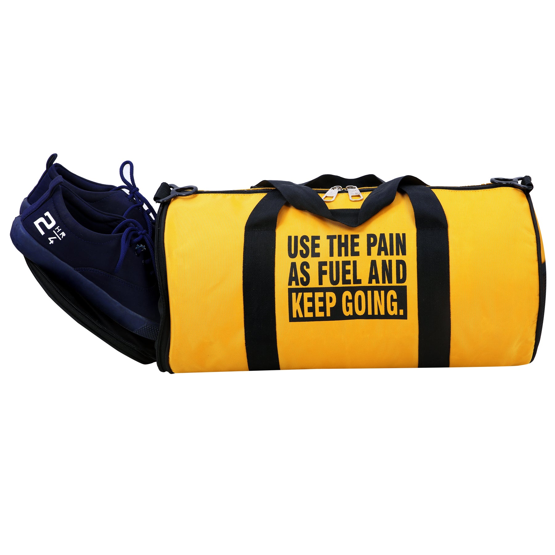 DMADE Yellow Gym Bag with Motivational Quotes & Separate Shoe Compartment