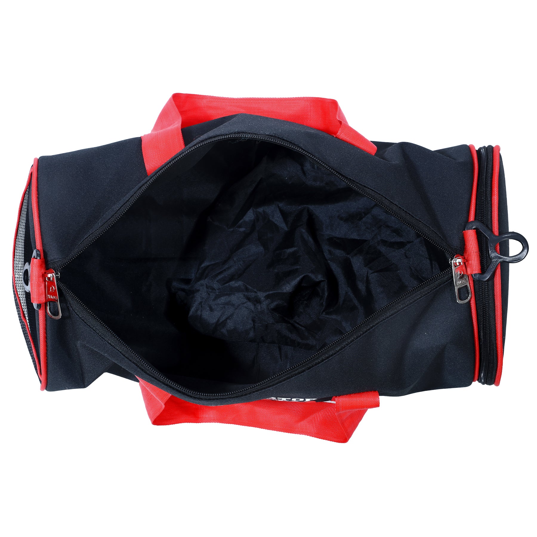 DMADE Black and Red Fitness Duffel Bag with Shoe Storage & Motivational Print for Men & Women