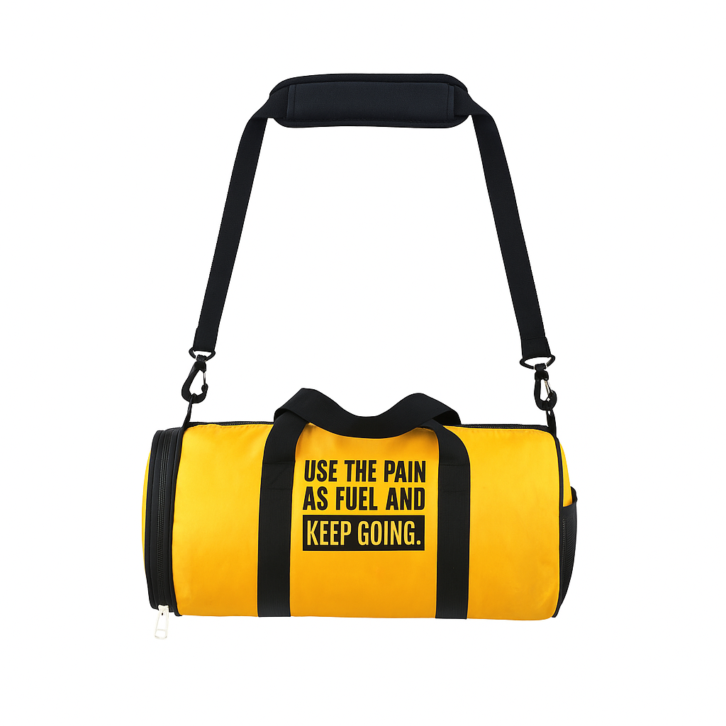 DMADE Yellow Gym Bag with Motivational Quotes & Separate Shoe Compartment