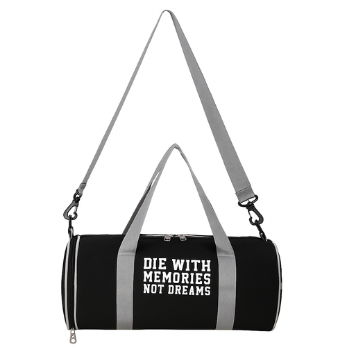 DMADE Black Sleek Gym Bag with Motivational Quotes & Separate Shoe Compartment