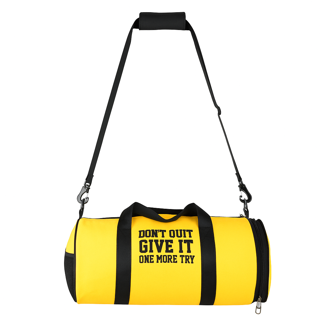 DMADE Yellow and Black Fitness Duffel Bag with Shoe Storage & Motivational Print for Men & Women
