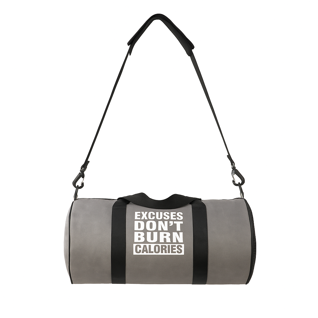 DMADE Grey Fitness Duffel Bag with Shoe Storage & Motivational Print for Men & Women