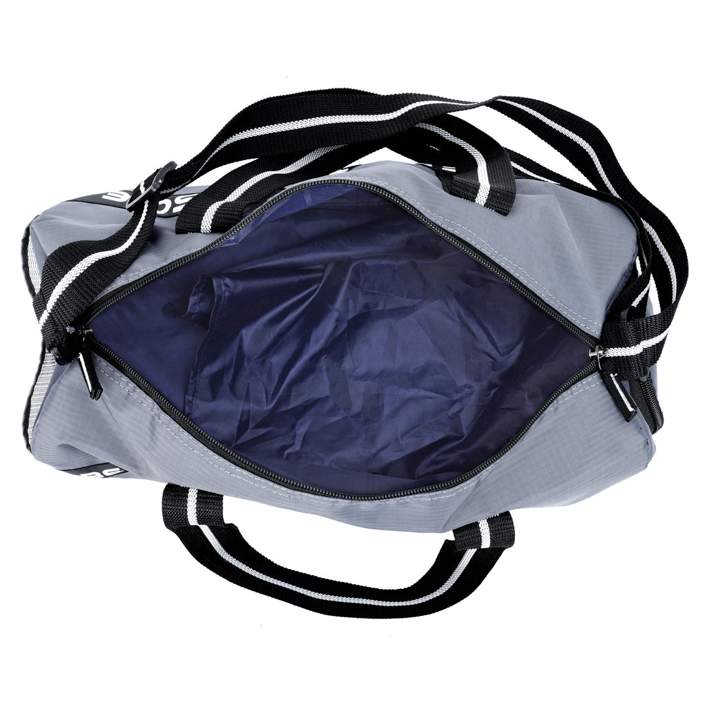 DMADE Grey and Black Fitness Duffel Bag with Shoe Storage & Motivational Print for Men & Women