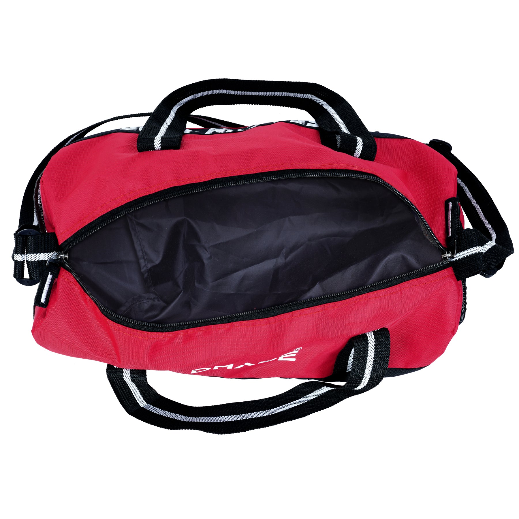 DMADE Red and Black Fitness Duffel Bag with Shoe Storage & Motivational Print for Men & Women