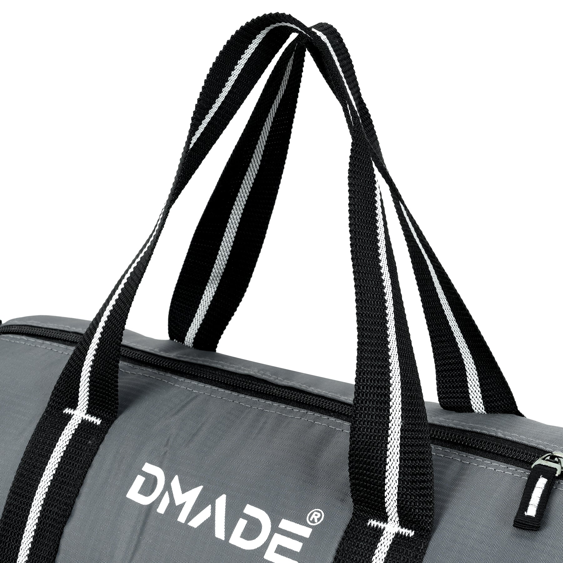DMADE Grey and Black Fitness Duffel Bag with Shoe Storage & Motivational Print for Men & Women