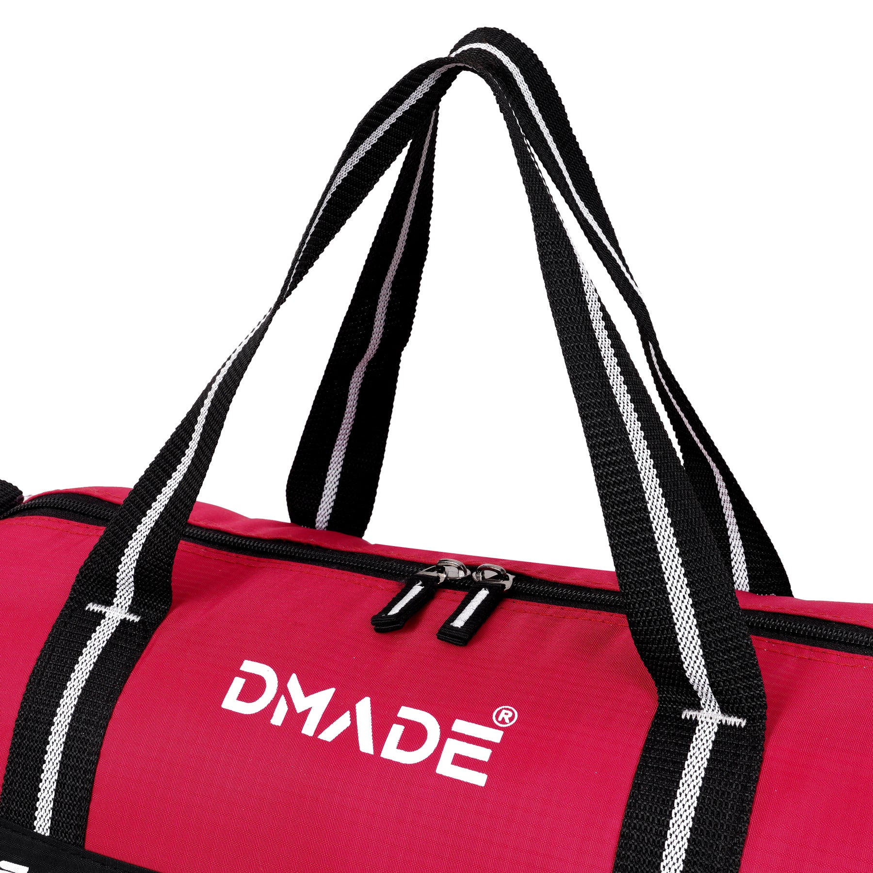 DMADE Red and Black Fitness Duffel Bag with Shoe Storage & Motivational Print for Men & Women