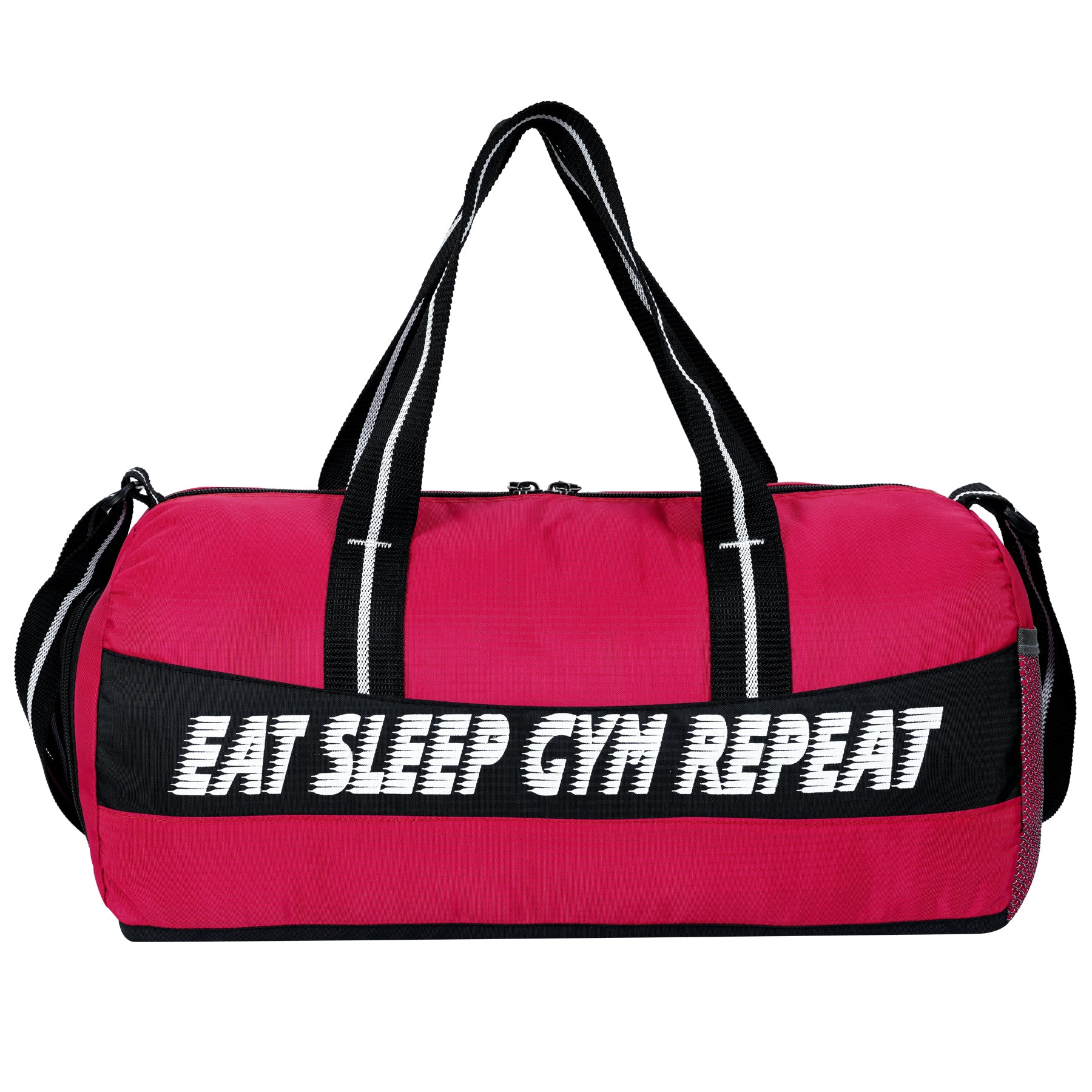 DMADE Red and Black Fitness Duffel Bag with Shoe Storage & Motivational Print for Men & Women