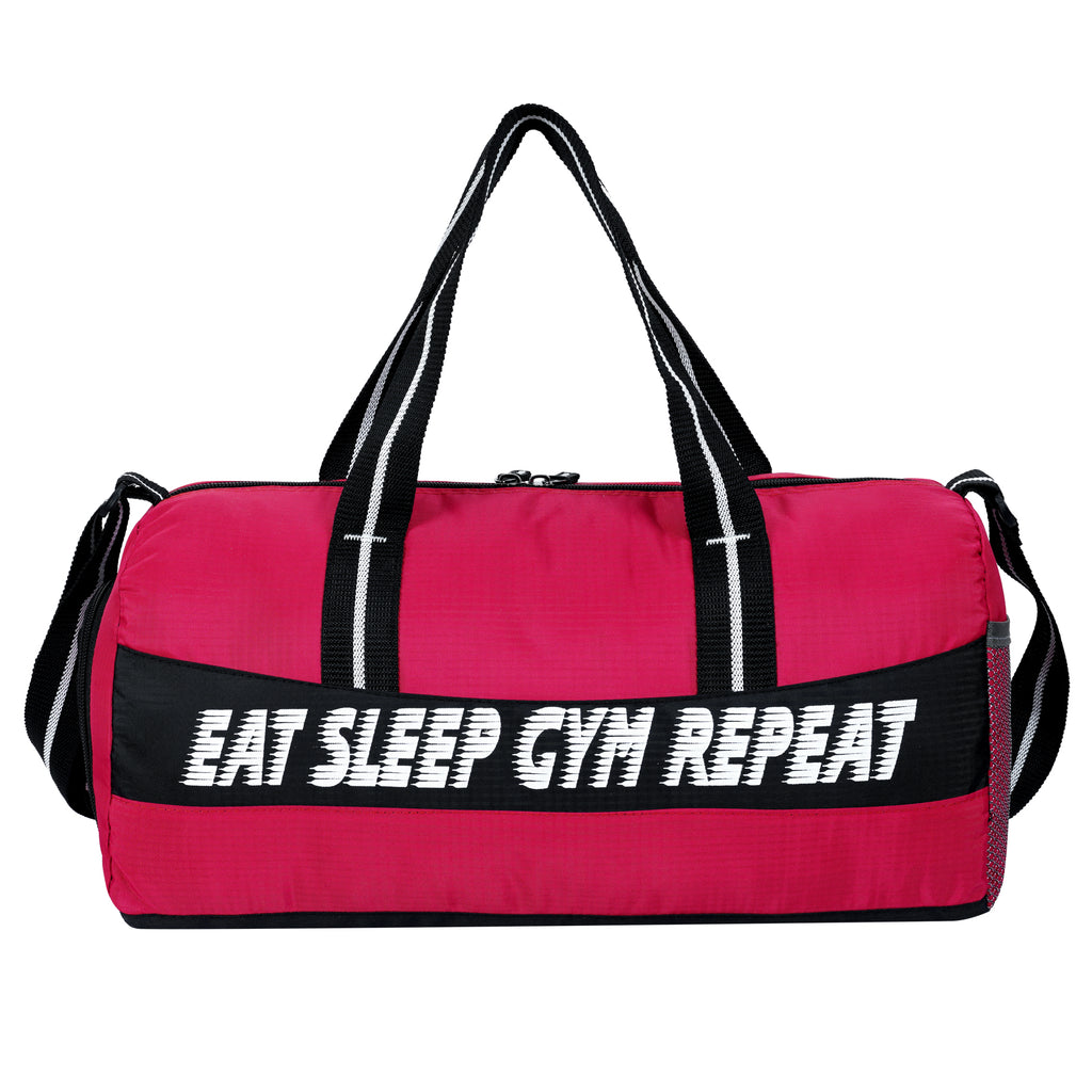 DMADE Red and Black Fitness Duffel Bag with Shoe Storage & Motivational Print for Men & Women