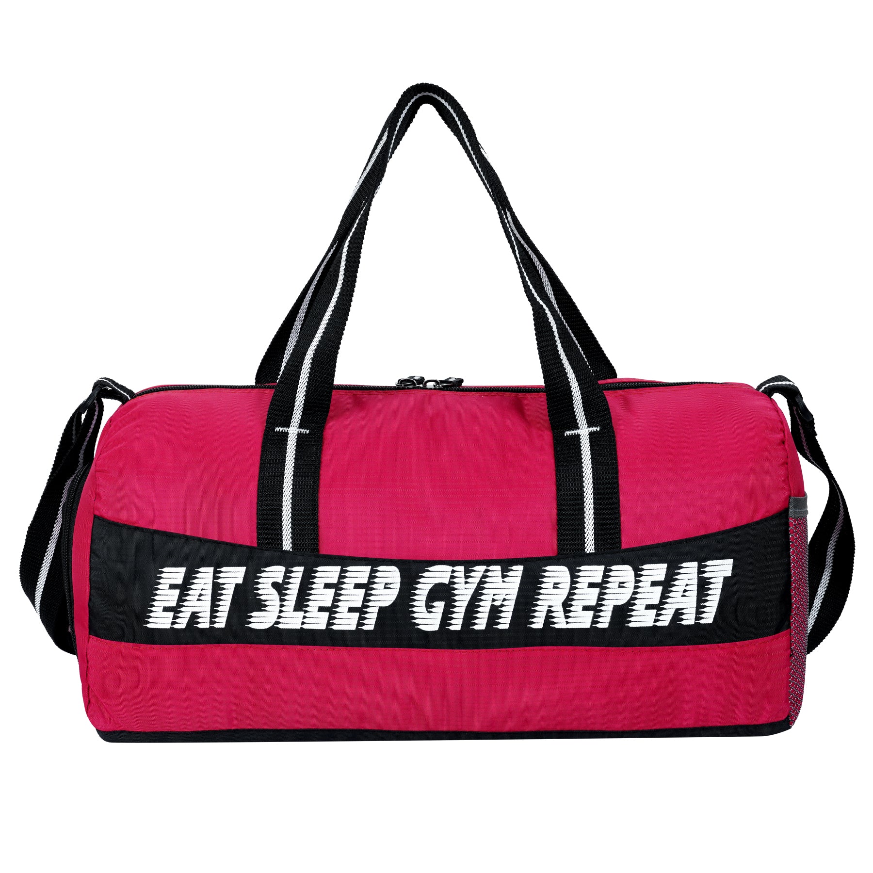 DMADE Red and Black Fitness Duffel Bag with Shoe Storage & Motivational Print for Men & Women
