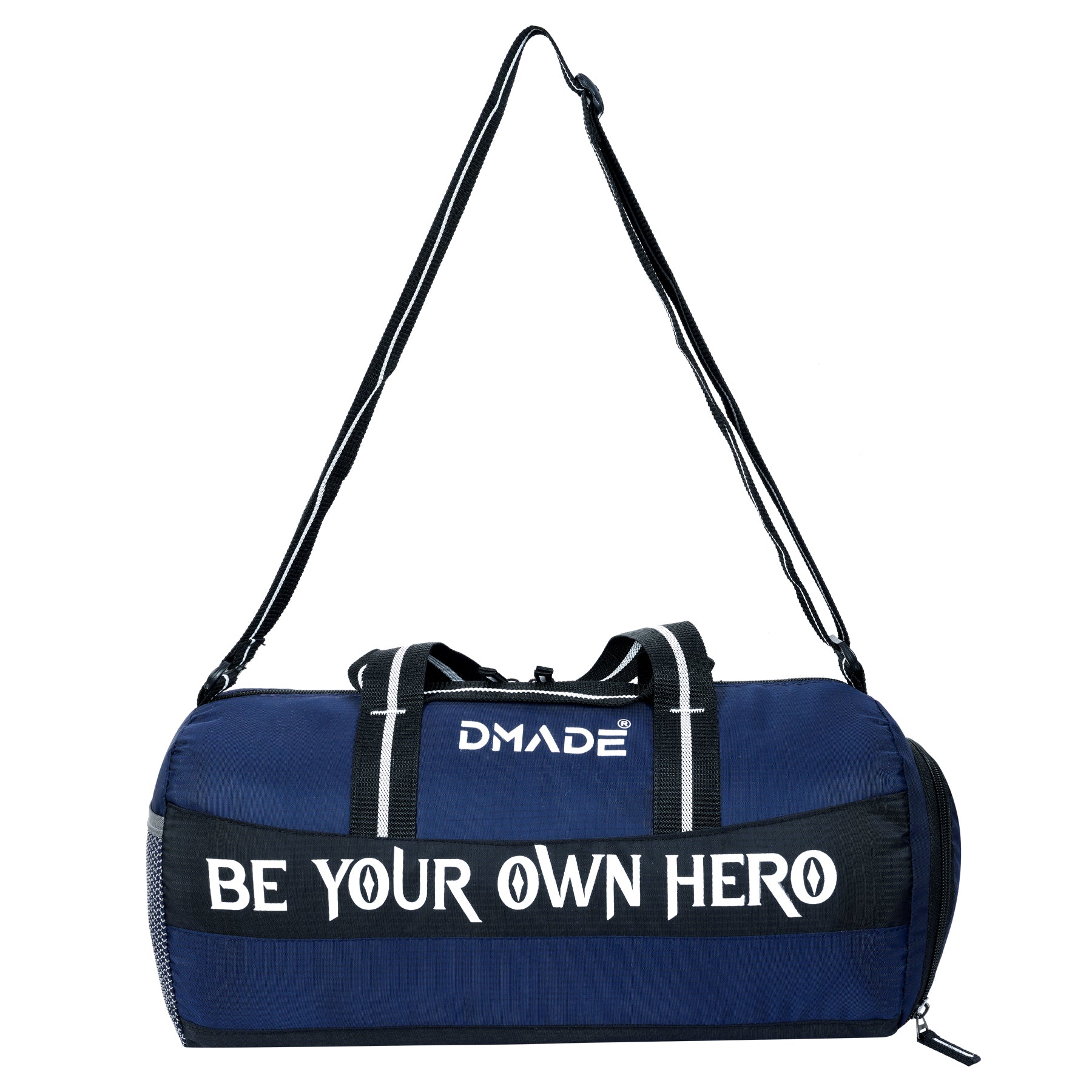 DMADE Blue Gym Bag with Motivational Quotes & Separate Shoe Compartment