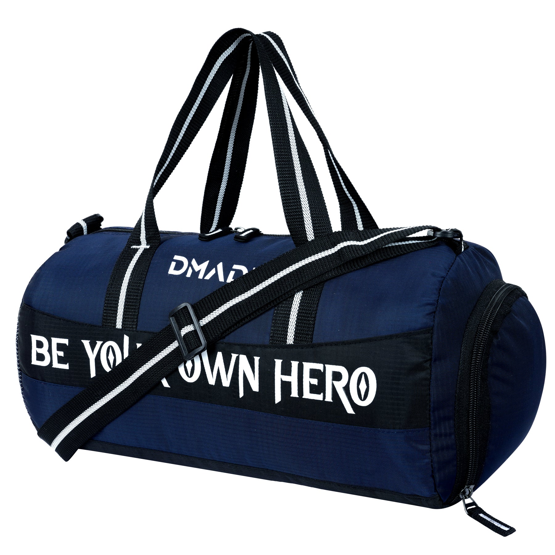 DMADE Blue Gym Bag with Motivational Quotes & Separate Shoe Compartment