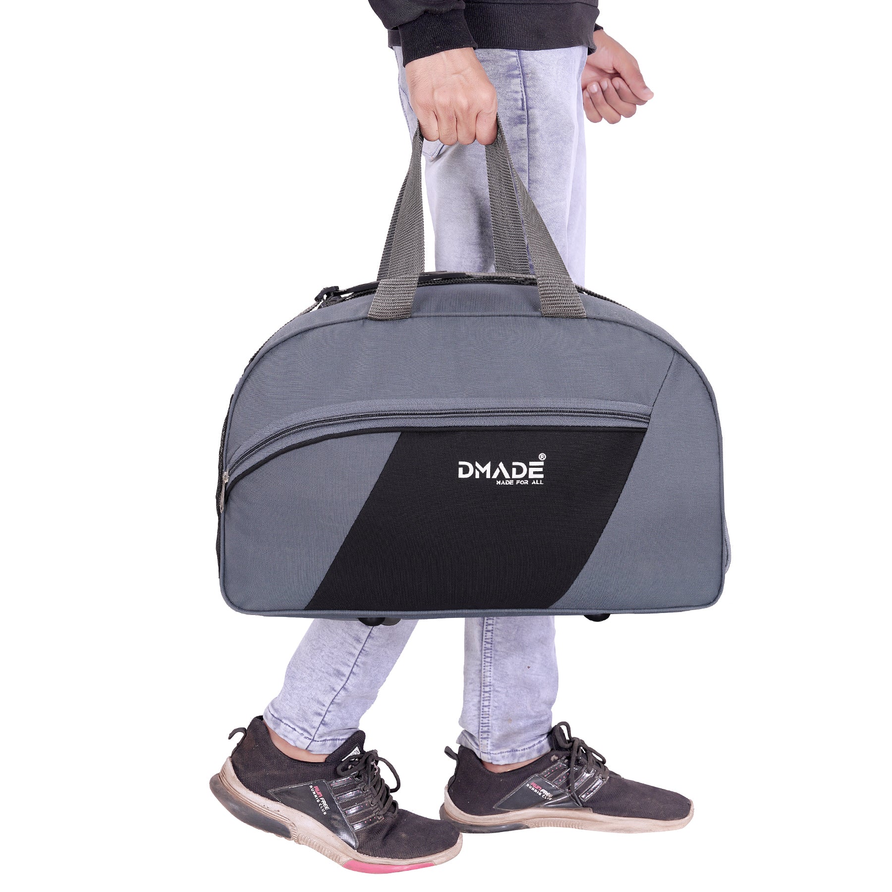 DMADE Stylish Grey Travel Duffel Bag for Men & Women | Lightweight Gym, Weekend & Carry-On Bag
