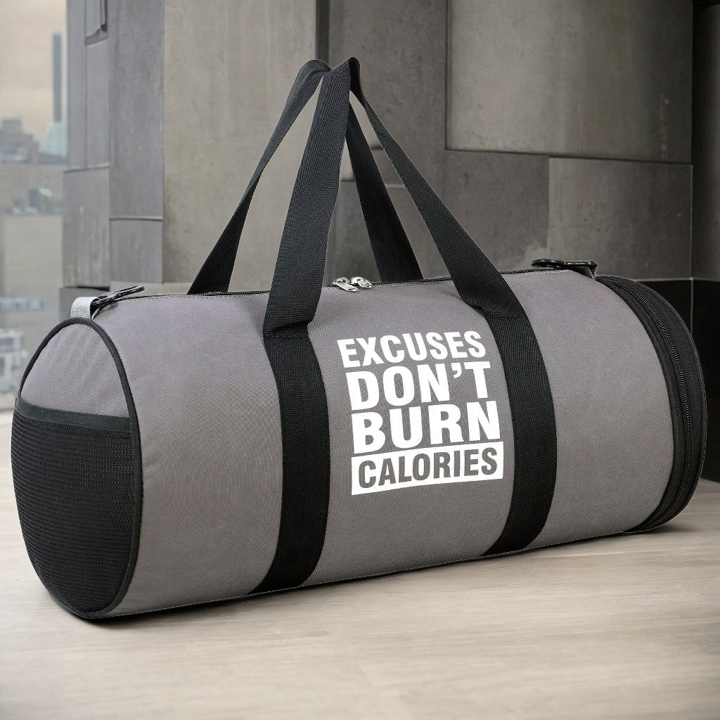 DMADE Grey Fitness Duffel Bag with Shoe Storage & Motivational Print for Men & Women