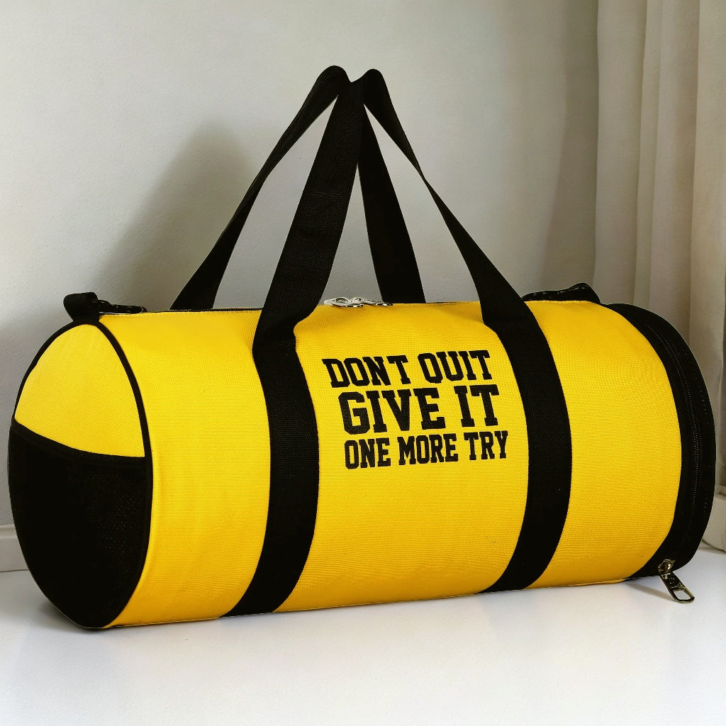 DMADE Yellow and Black Fitness Duffel Bag with Shoe Storage & Motivational Print for Men & Women